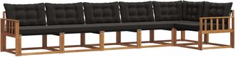 vidaXL Conjunto De Sof&aacute;s De Exterior 6 Uds. Natural Y Negro Vidaxl