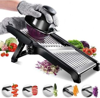 OEM Mandolina - Cortador De Verduras Y Frutas - Ajustable De 1 A 9 Mm - 4 Modos De Corte - Acero Inoxidable - 1 Unidad