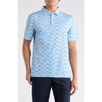 Bugatchi OoohCotton Leaf Print Polo in Turquoise at Nordstrom Rack, Size Xxx-Large