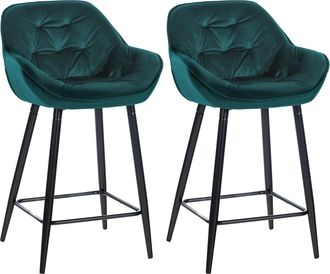 Clp Clp - Set De 2 Taburetes De Bar Gibson 76 De Terciopelo Verde Oscuro