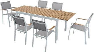 VENTE-UNIQUE.COM Conjunto de mesa y sillas para jard&iacute;n textileno blanco