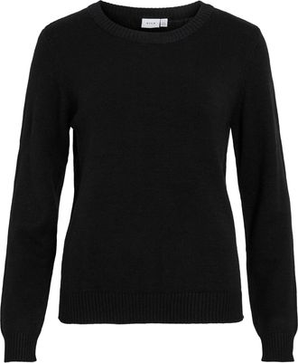 Vila NOS Womens Viril L/s O-Neck Knit Top-noos Jumper Not Applicable, Black (Black Black), X-Small