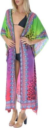 Ranee&rsquo;s Ombr&eacute; Mixed Print Longline Duster in Pink at Nordstrom Rack