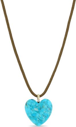 Zo&euml; Chicco Turquoise Heart Paracord Necklace in 14K Yellow Gold /Turquoise at Nordstrom, Size 26