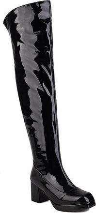 Generic Black,4.5 UK,Platform Knee High Boots for Womens Chunky Block Heel Tall Boot Side Zipper Party Club Fall Winter Dress Shoes