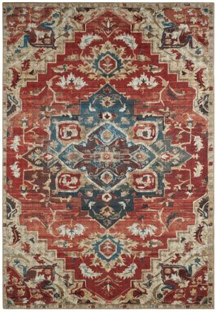 Nazar Rugs Alfombra vintage con motivos orientales rojos - 160x230