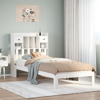 Berkfield Home Bookcase Bed without Mattress White 90x200cm Solid Wood Pine | Size: 90x200 cm