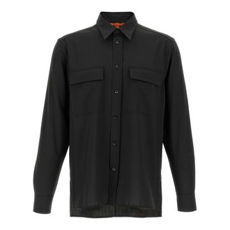 Barena Overhemden, Heren, Grijs, M, Wol, Tropical Wool Den Shirt