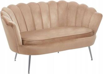 OEM Sof&aacute; De Terciopelo Patas Doradas Dos Plazas Tapizado Capuchino Furnitex