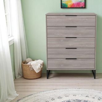 Welcome Furniture Havana Ready Assembled 5 Drawer Chest in Grey Oak - Welcome Furniture | TJ Hughes
