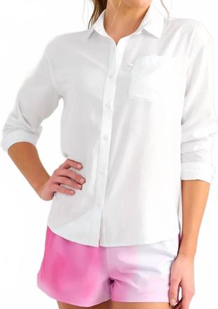 Huk Point Button Down Shirt In White