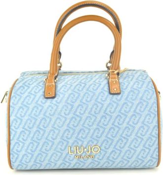 Liu Jo L. Blauw Print Stof - Dames - Handtassen - Blauw - ONE Size - Katoen - Tassen
