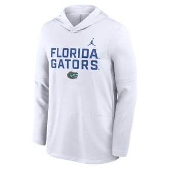 Nike Jordan Mens Florida Sideline Jordan Brand Dri-FIT College Long-Sleeve Hooded Top in White | 0JB910AUFN-7XL