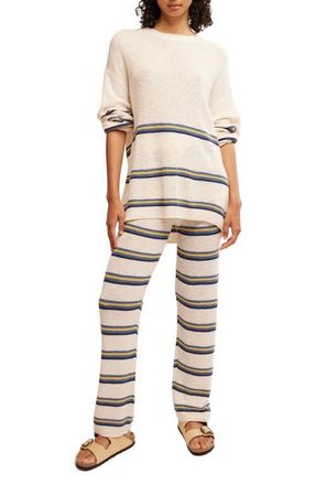 Free People Mariner Stripe Sweater & Pants Set in Ecru Combo at Nordstrom, Size Large