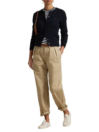 Ralph Lauren Cable-Knit Crewneck Cardigan - Navy