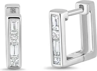 Bony Levy 18K Gold Gatsby Diamond Square Hoop Earrings, 11mm in 18K White Gold/diamond at Nordstrom