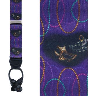 Trafalgar Store Mardi Gras Celebration Silk Button End Suspenders in Purple at Nordstrom