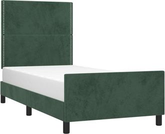 vidaXL Estructura De Cama Sin Colch&oacute;n Terciopelo Verde Oscuro 90x200cm Vidaxl