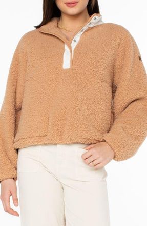 Roxy Kipsie Fleece Pullover in Camel at Nordstrom, Size Large