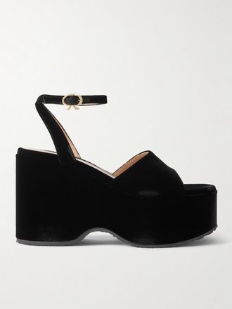 Gianvito Rossi Sandali Platform In Velluto Thalia 105 - Nero