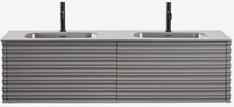 Sklum Sklum - Conjunto De Mueble De Ba&ntilde;o En Madera Con Lavabos Integrados Noura