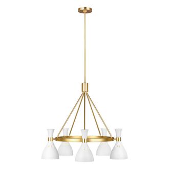 Loops 5 Bulb Chandelier LIght Matte White / Burnished Brass LED E27 60W