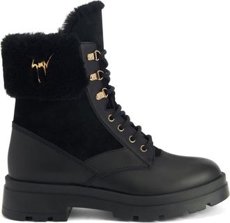 Giuseppe Zanotti Jaure combat boots - men - Leather/Rubber/Sheep Skin/Shearling - 44.5 - Black