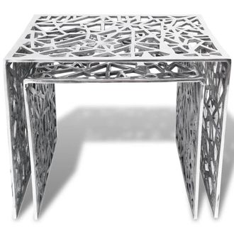 Berkfield Home Two Piece Side Tables Square Aluminium Silver