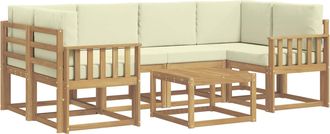 vidaXL Conjunto De Sof&aacute;s De Exterior 7 Uds. Blanco Y Crema Vidaxl