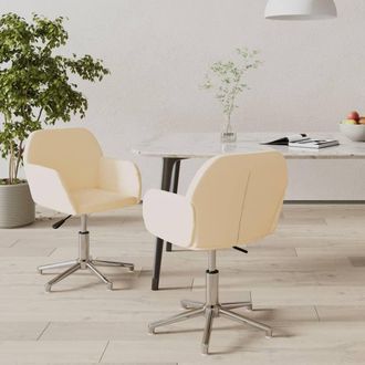 vidaXL Vidaxl - Sillas De Comedor Giratorias 2 Unidades Tela Color Crema