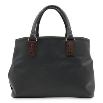 Bottega Veneta Black Dark Brown Coated Canvas Leather Shoulder Bag Tote Bag (Pre-Owned)