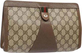 Gucci Pre-owned Clutches, female, Beige, Size: ONE SIZE Pre-owned Vintage Canvas Clutch
