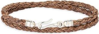 Caputo & Co. Mens Double Wrap Braided Leather Bracelet in Grey at Nordstrom