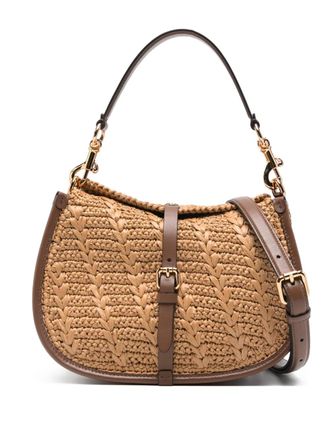 Etro medium Pony buckle-detail woven shoulder bag - Beige