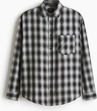 H&M Relaxed Fit Shirt in Dark Gray/checked at Nordstrom, Size Xxx-Large