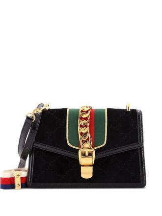 Gucci Sylvie Shoulder Bag GG Velvet Small crossbody bag - Black