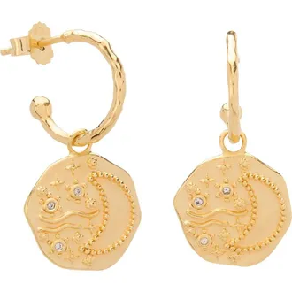 Murkani Night Sky Pendant Hoop Earrings in Yellow Gold at Nordstrom