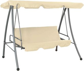 vidaXL Banco columpio de exterior con dosel blanco arena Vidaxl