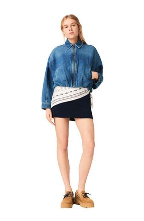 Maje Denim bomber jacket in Blue at Nordstrom, Size X-Small
