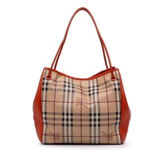 Burberry Pre-owned Womens Small Leather Trimmed Haymarket Check Coated Canvas Canterbury Tote - Beige Textile - One Size