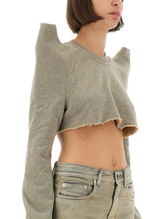 Rick Owens Cropped Cotton Sweatshirt - Gray