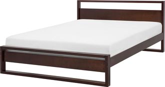Beliani Beliani - Cama De Madera De Pino Oscuro 160 X 200 Cm Con Cabecero De Estilo Retro Giulia