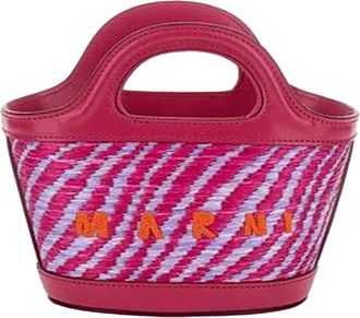 Marni Micro Raffia Tote With Wavy Two-Tone Design
