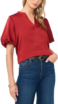 Vince Camuto Puff Sleeve Satin Top in Wine at Nordstrom, Size Xx-Small