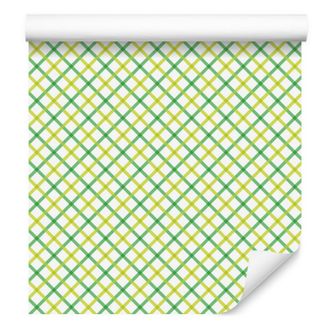 OEM Carta Da Parati A Quadri Color Crema E Menta Di Vichy Per Soggiorno E Camera Da Letto, 50x1000 Cm