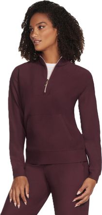 Skechers Womens Goluxe Rib 1/4 Zip Sweater, Fig, S