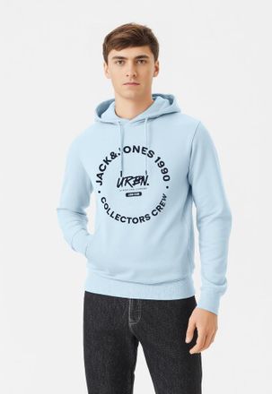 Jack & Jones Kapuzensweatshirt JACK & JONES JJSIMON SWEAT HOOD, Damen, Gr. S, blau (chambray blau), angeraute Sweatware, Obermaterial: 60% Baumwolle, 40% Polyester