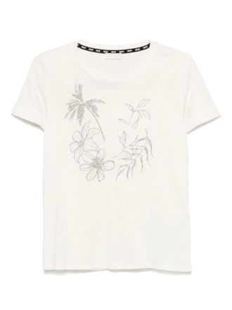 Liu Jo logo-appliqu&eacute; T-shirt - women - Cotton - S - Neutrals