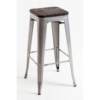 Regalos Miguel Regalos Miguel - Packs Taburetes Altos - Pack 2 Taburetes Torix Madera - Gris Metalizado