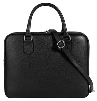 Cluty Aktentasche CLUTY, Damen, Gr. B/H/T: 35cm x 28cm x 13cm onesize, schwarz, Leder, leicht gl&auml;nzend, unifarben, Taschen Aktentasche, echt Leder, Made in 
